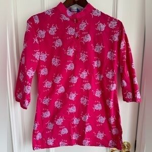 Three Islands Fish Block Print Tunic Dress Girls XL